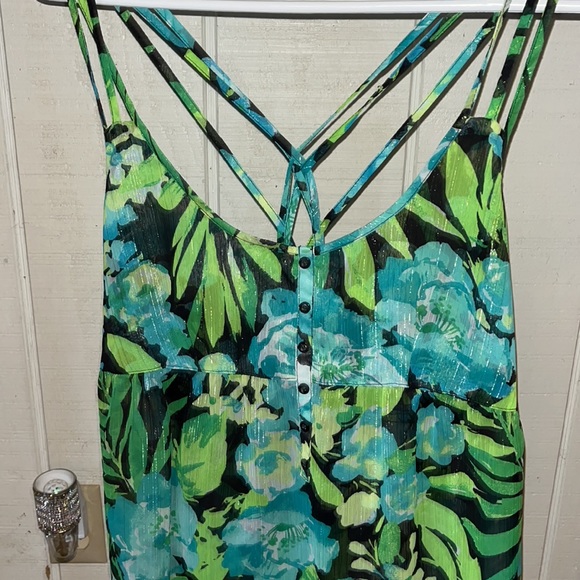 Blue & Green Floral Print Aeropostale Tank - Picture 2 of 6